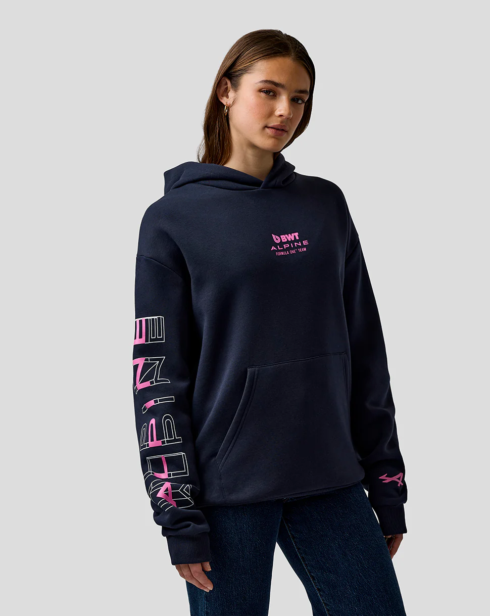 Sweat à capuche graphique unisexe coupe décontractée – Bleu Nuit - Image 10