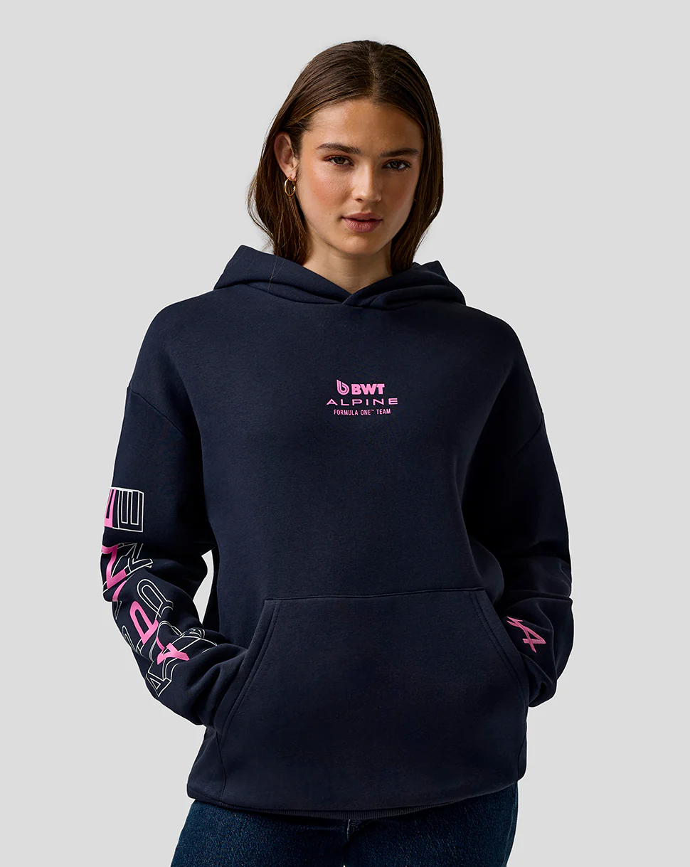 Sweat à capuche graphique unisexe coupe décontractée – Bleu Nuit - Image 2