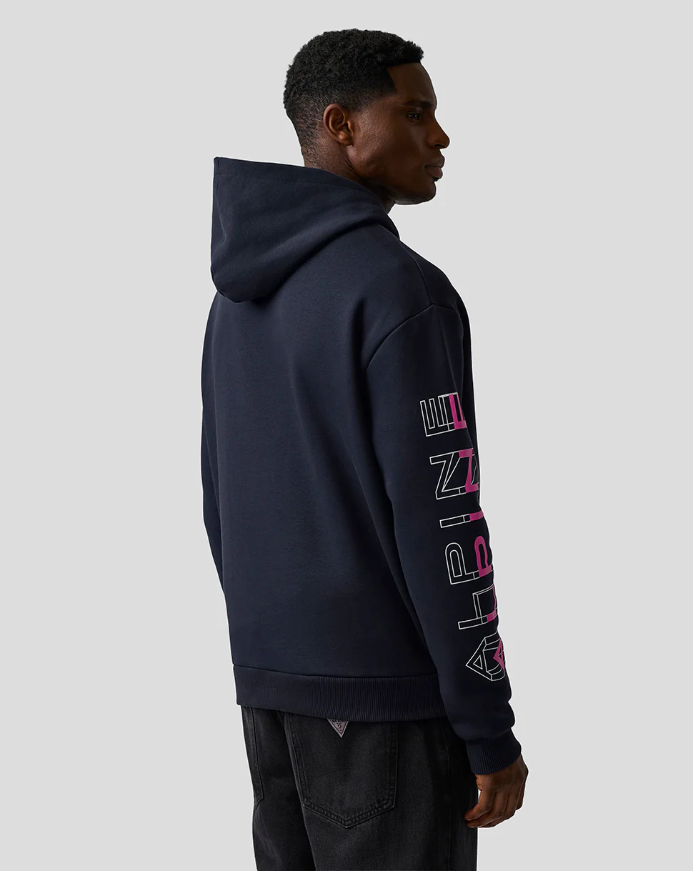 Sweat à capuche graphique unisexe coupe décontractée – Bleu Nuit - Image 3