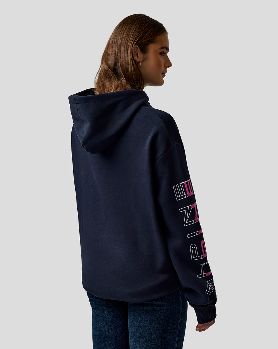 Sweat à capuche graphique unisexe coupe décontractée – Bleu Nuit - Image 4