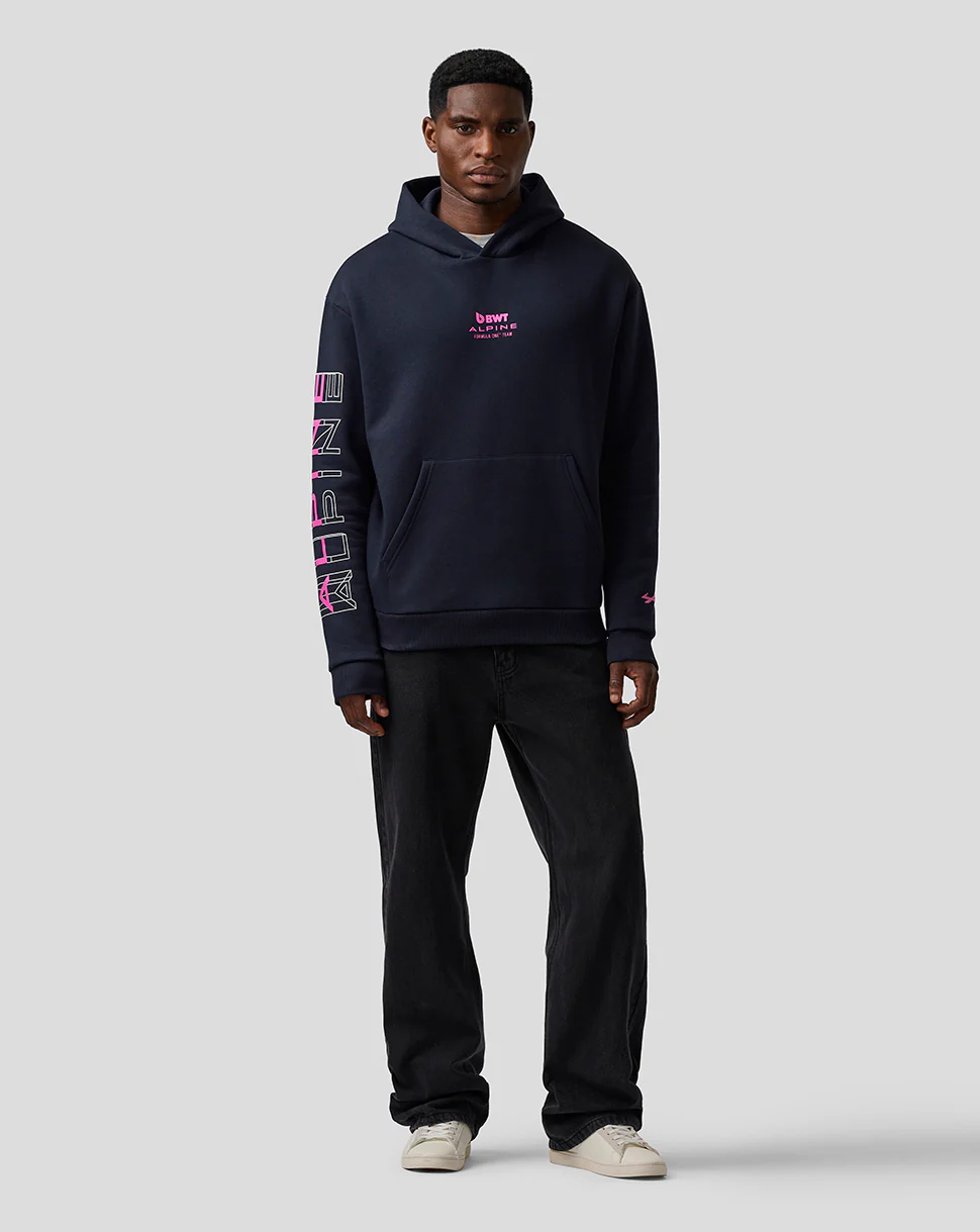Sweat à capuche graphique unisexe coupe décontractée – Bleu Nuit - Image 5