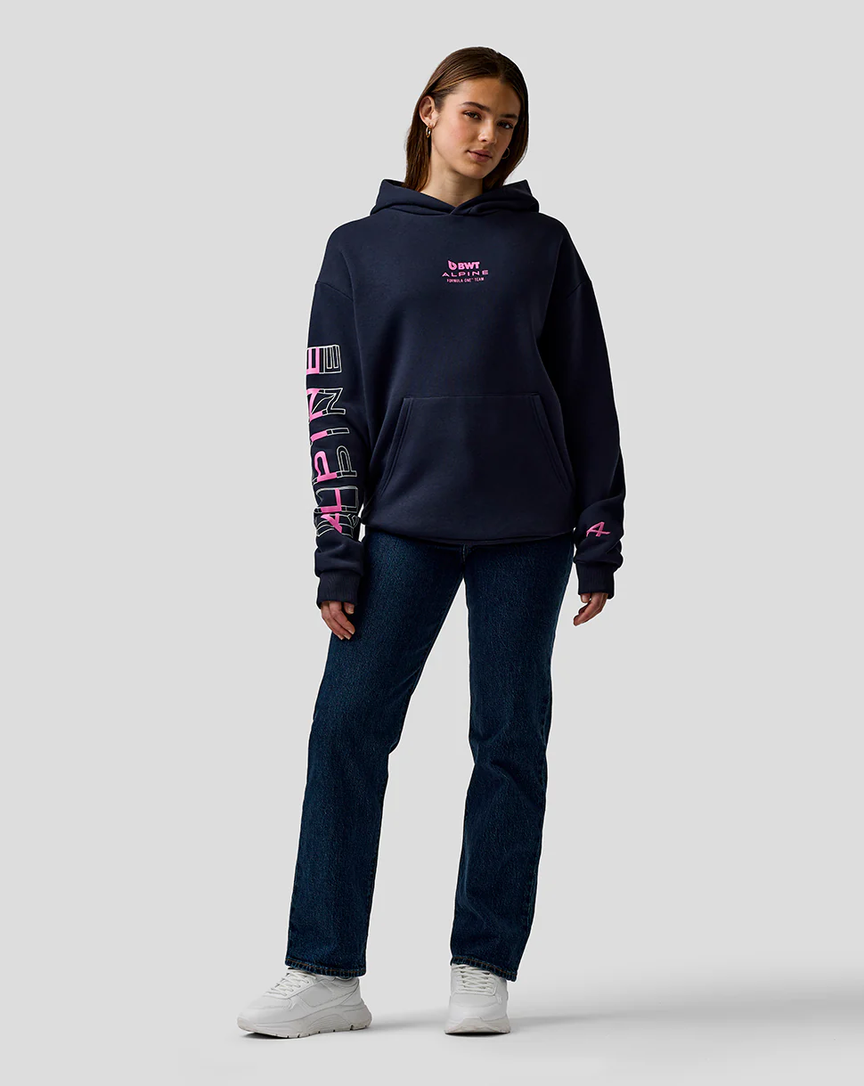 Sweat à capuche graphique unisexe coupe décontractée – Bleu Nuit - Image 6