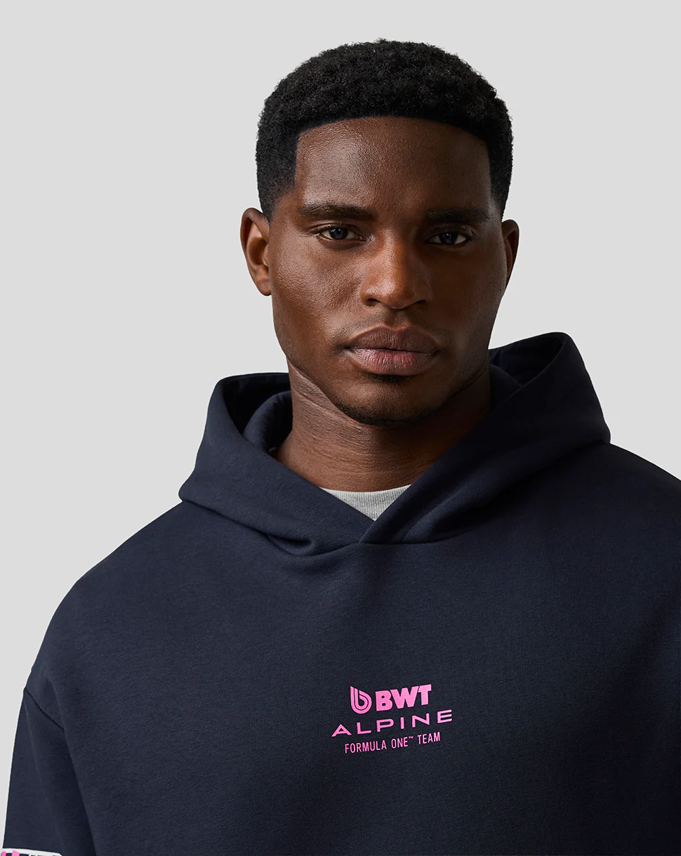 Sweat à capuche graphique unisexe coupe décontractée – Bleu Nuit - Image 7