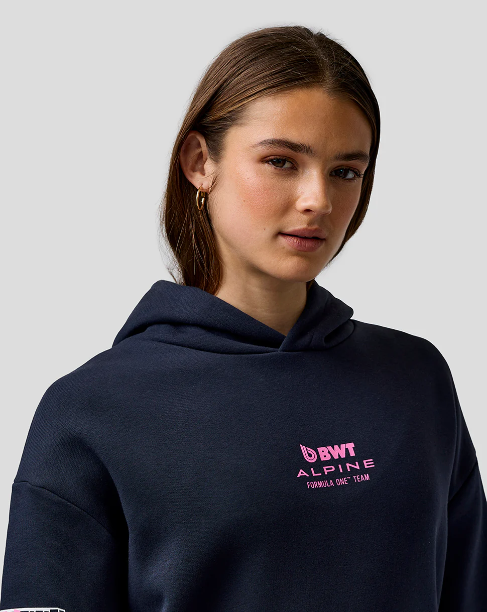 Sweat à capuche graphique unisexe coupe décontractée – Bleu Nuit - Image 8