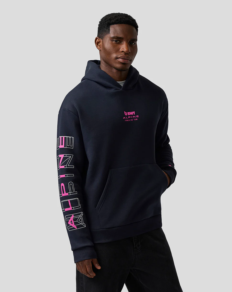 Sweat à capuche graphique unisexe coupe décontractée – Bleu Nuit - Image 9