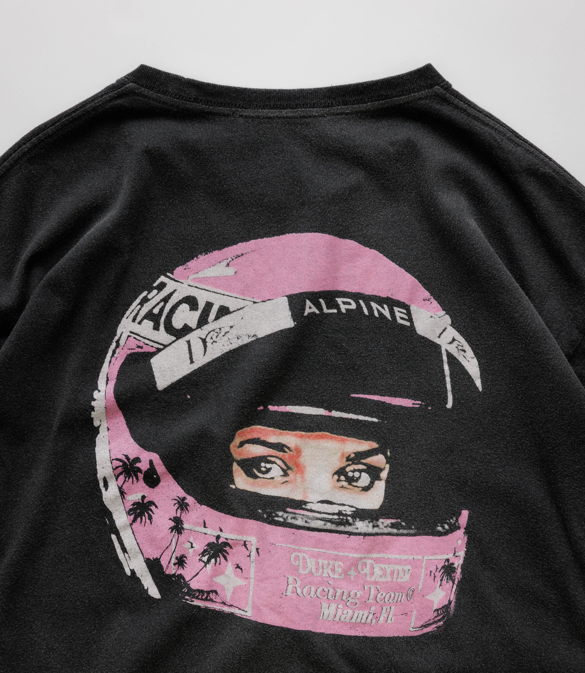 BWT Alpine Formula One Team x Duke + Dekter T-Shirt Casque Noir Délavé Unisexe - Image 4